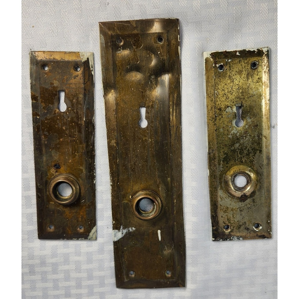 Thee Door Knob Face Plates Restoration Salvage Vintage Hardware Reclaimed Brass